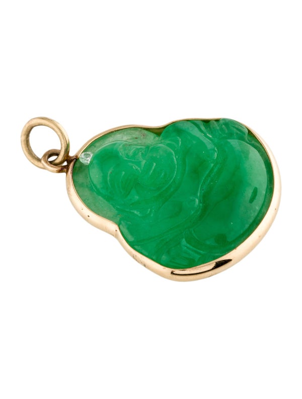 Pendant 14K Jadeite & Diamond Buddha Pendant