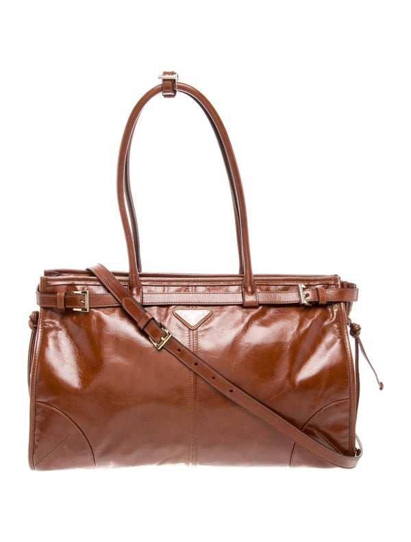 Prada Enameled Metal Triangle Bonnie Large