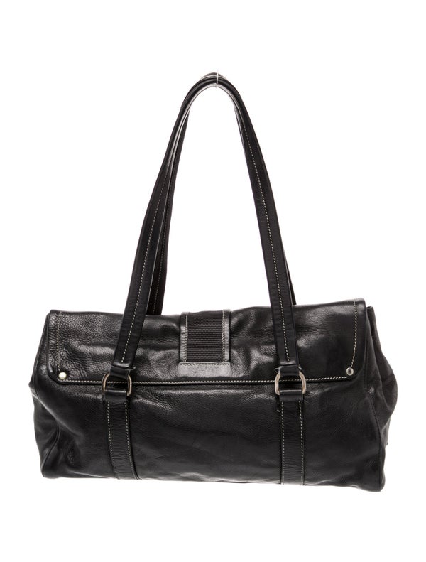 Prada Enameled Metal Triangle Buckle Bag