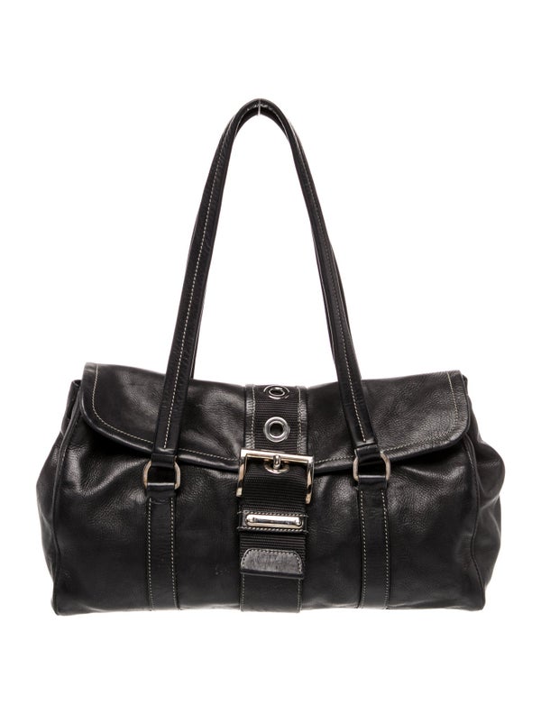 Prada Enameled Metal Triangle Buckle Bag