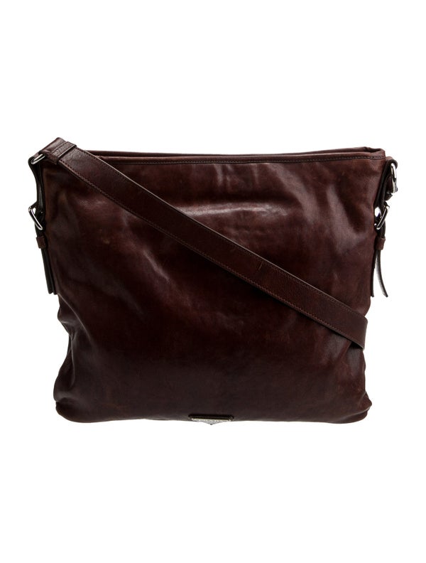 Prada Enameled Metal Triangle Messenger Bag