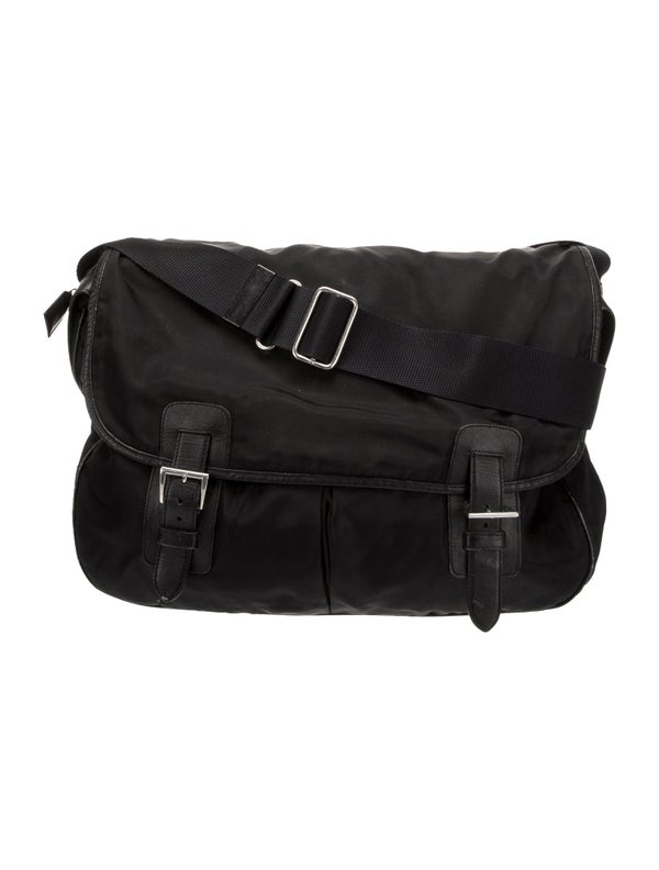 Prada Enameled Metal Triangle Messenger Bag