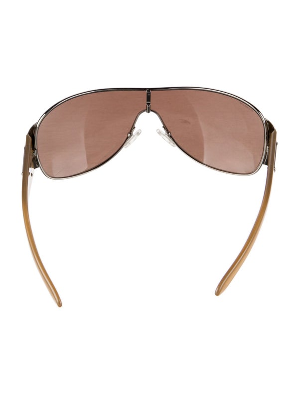 Prada Enameled Metal Triangle Shield Sunglasses