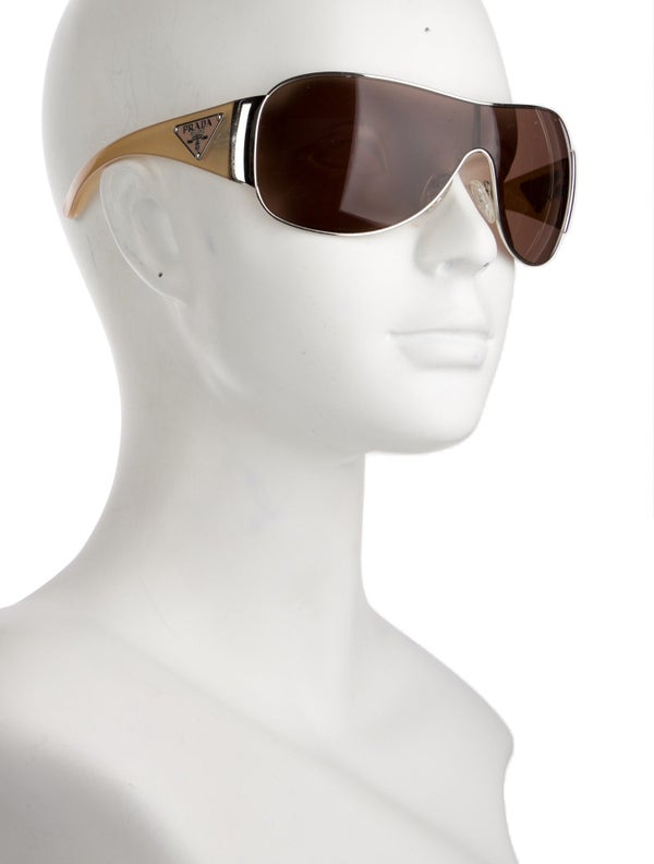 Prada Enameled Metal Triangle Shield Sunglasses
