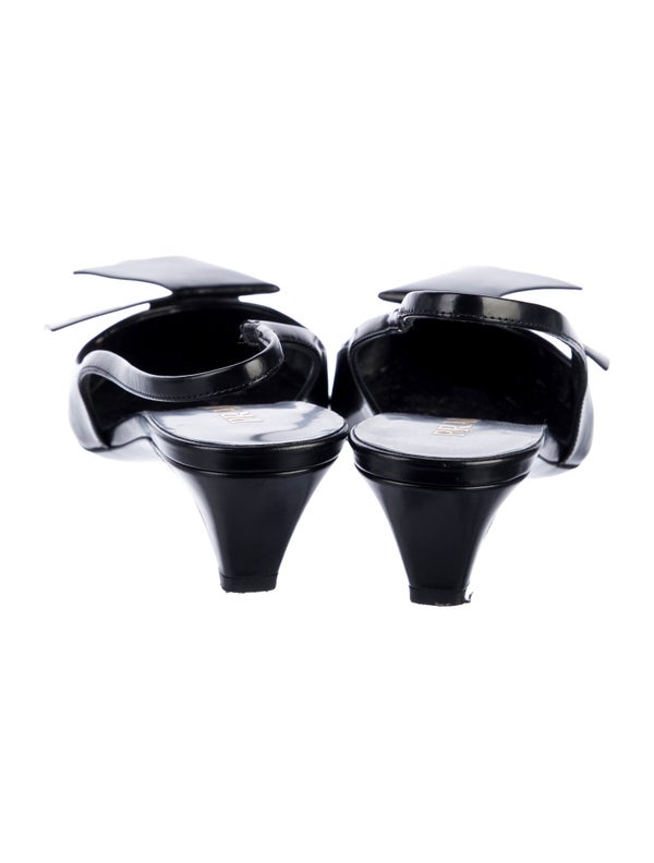 Prada Leather Bow Accents Slingback Pumps