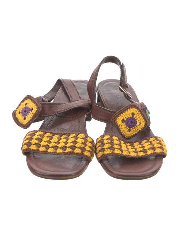 Prada Leather Printed Slingback Sandals