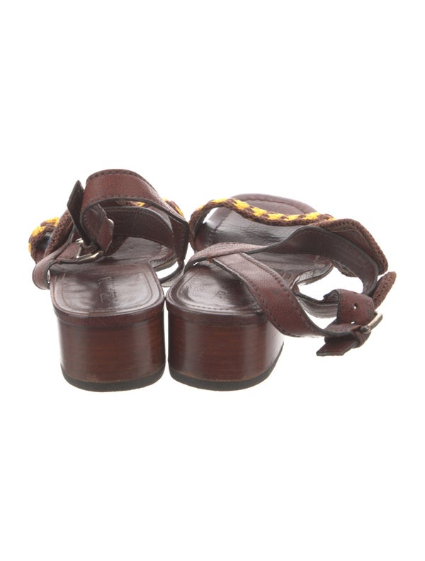 Prada Leather Printed Slingback Sandals