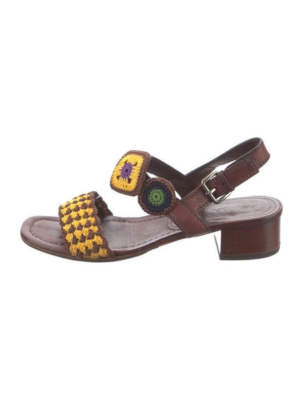 Prada Leather Printed Slingback Sandals