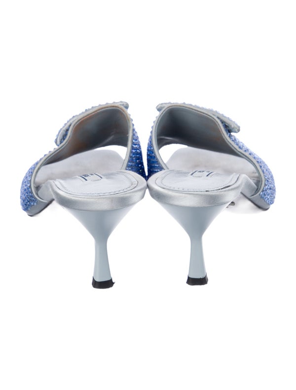 Prada Satin Crystal Embellishments Slides
