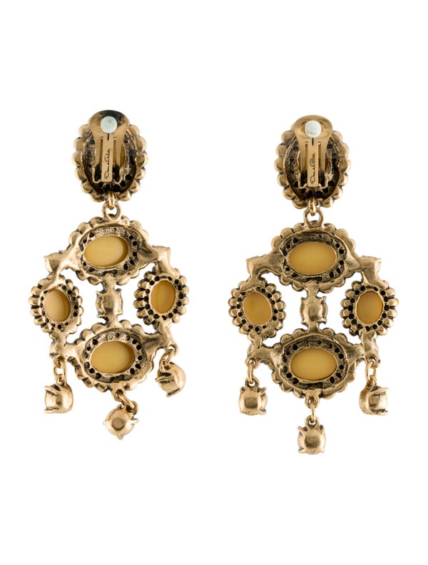 Oscar De La Renta Resin & Crystal Drop Clip-On Earrings