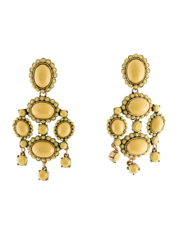 Oscar De La Renta Resin & Crystal Drop Clip-On Earrings