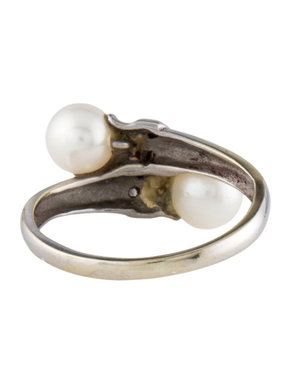 Ring 14K Pearl & Diamond Bypass Ring
