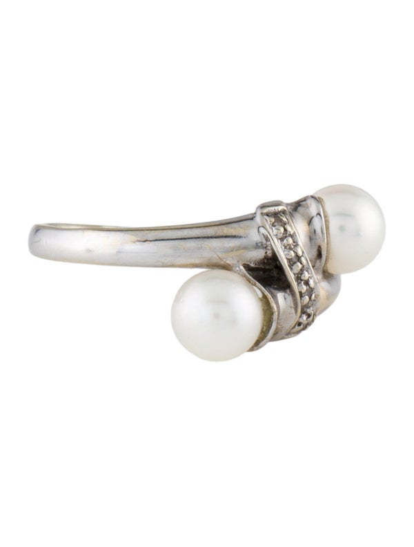 Ring 14K Pearl & Diamond Bypass Ring