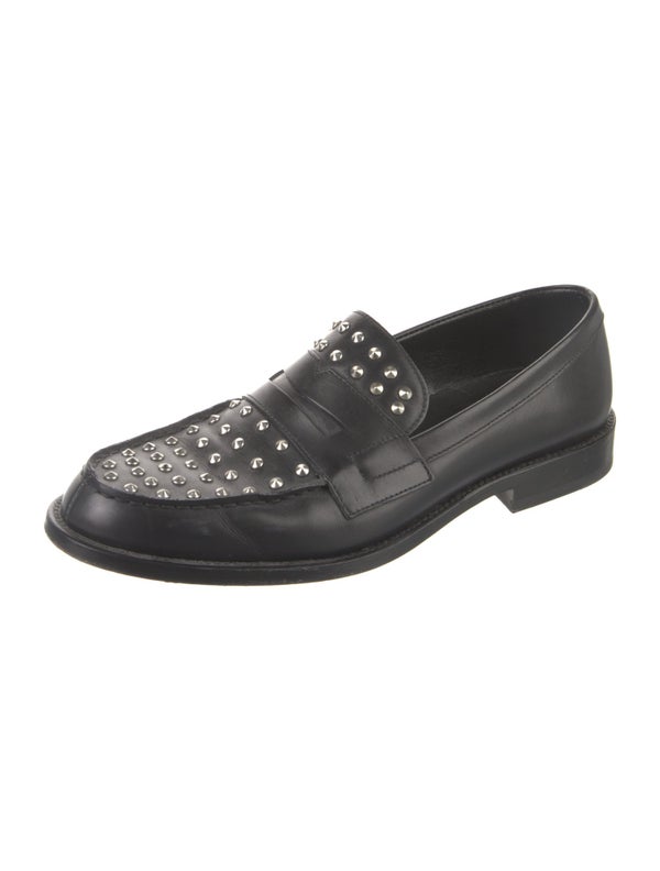 Saint Laurent Leather Studded Accents Loafers