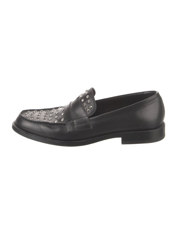 Saint Laurent Leather Studded Accents Loafers