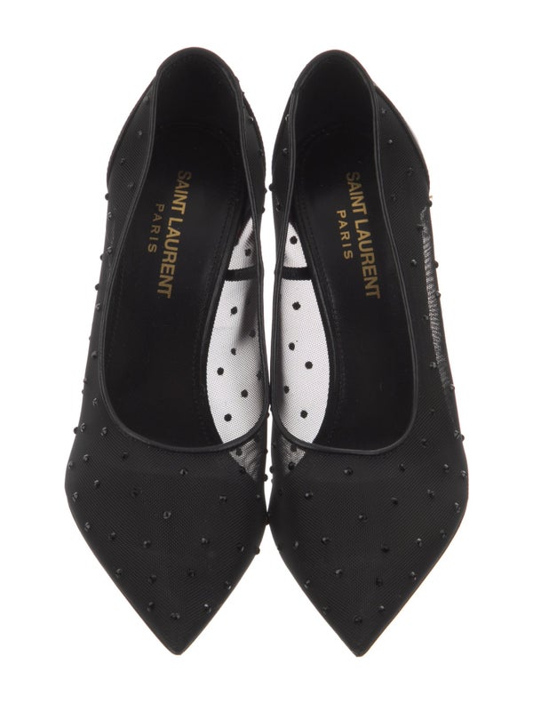 Saint Laurent Mesh Crystal Embellishments Pumps