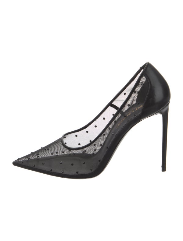 Saint Laurent Mesh Crystal Embellishments Pumps