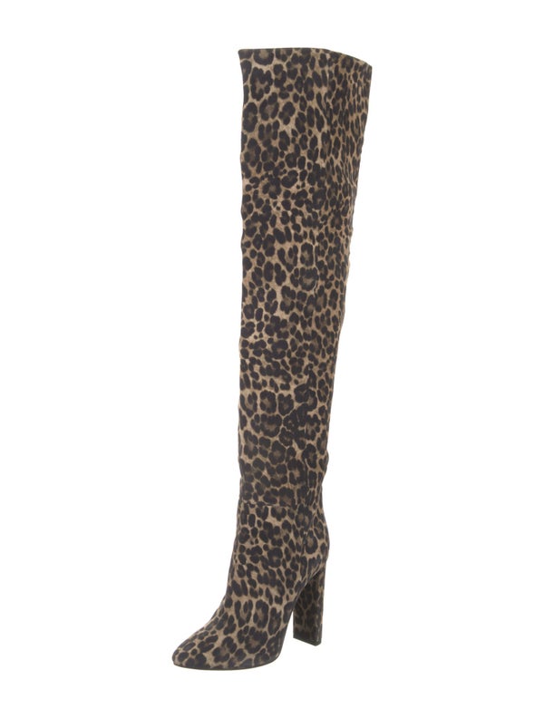Saint Laurent Suede Animal Print Boots