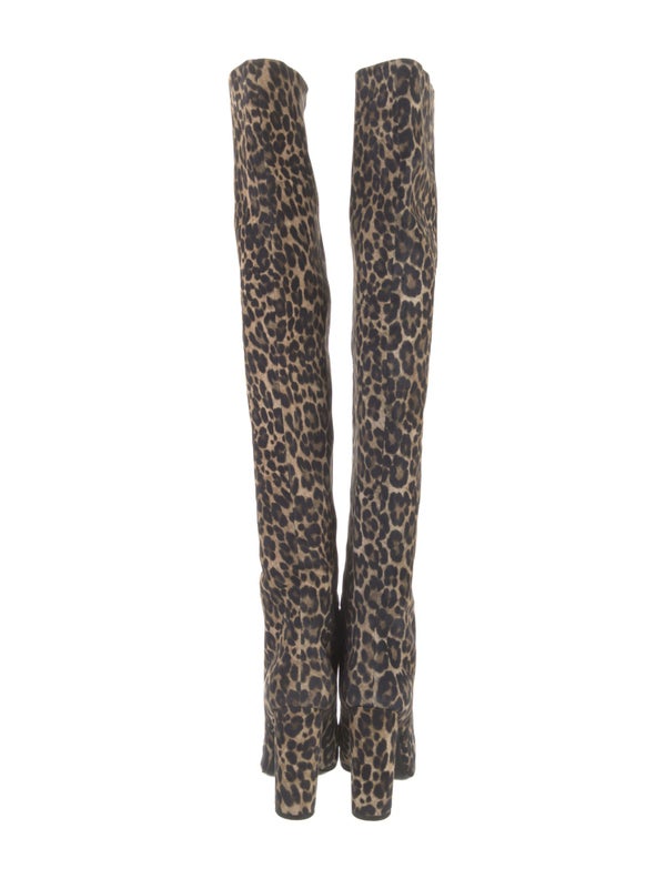 Saint Laurent Suede Animal Print Boots