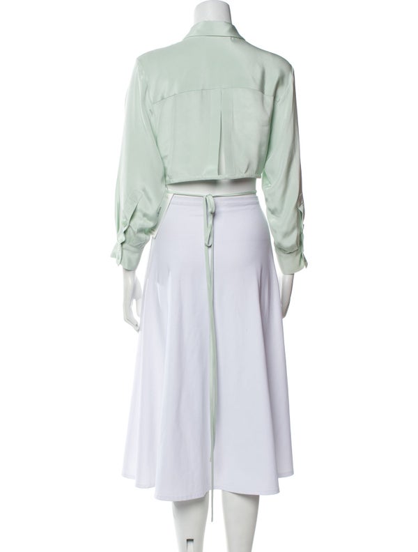 Christopher Esber Silk Three-Quarter Sleeve Crop Top