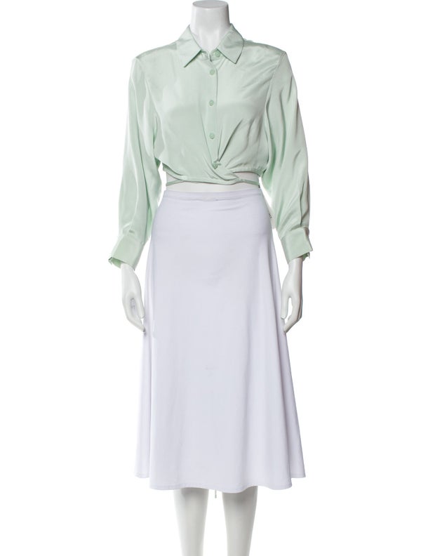 Christopher Esber Silk Three-Quarter Sleeve Crop Top