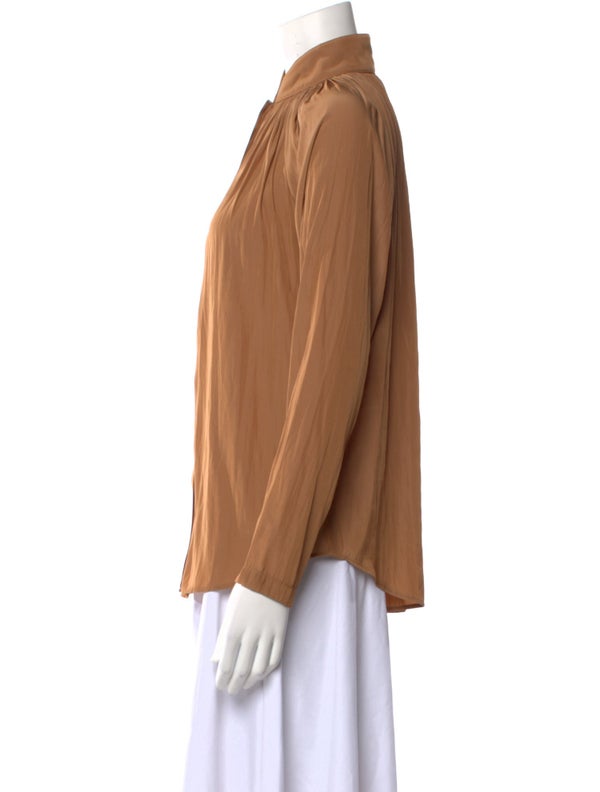 Smythe Mock Neck Long Sleeve Button-Up Top