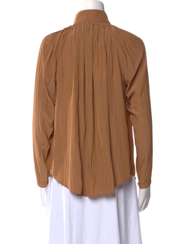 Smythe Mock Neck Long Sleeve Button-Up Top