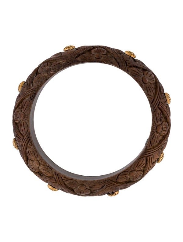 Stephen Dweck Stephen Dweck Vintage Stud Floral Carved Wood Bangle