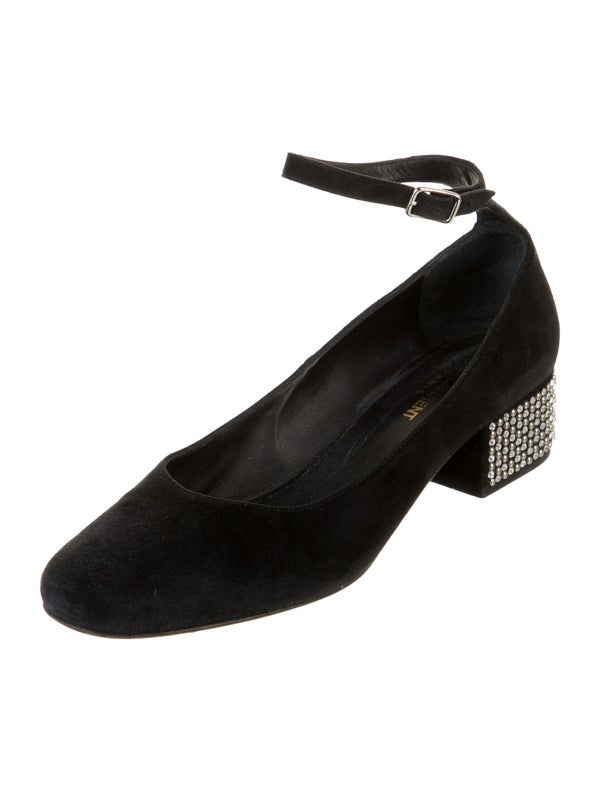 Yves Saint Laurent Suede Crystal Embellishments Pumps
