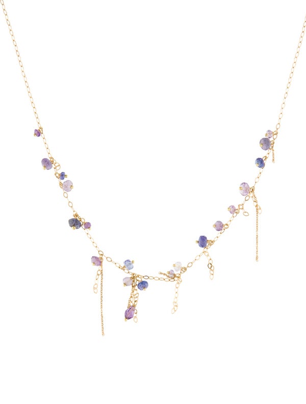 Necklace Sweet Pea 18K Tanzanite & Amethyst Pogo Punk Necklace
