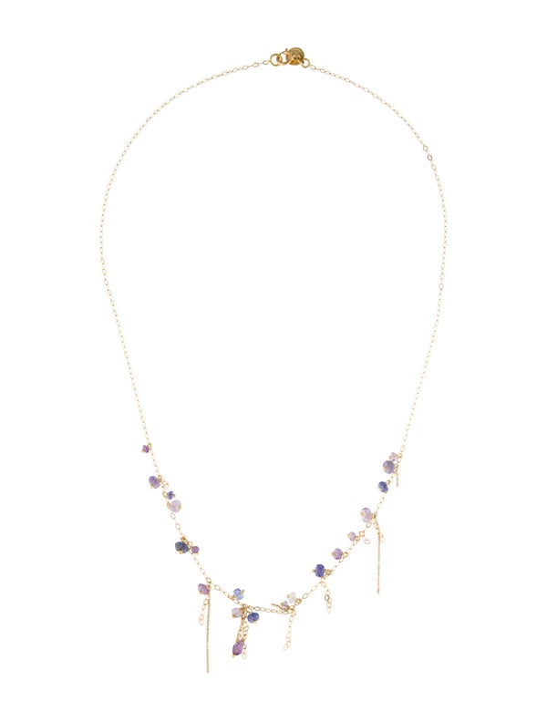 Necklace Sweet Pea 18K Tanzanite & Amethyst Pogo Punk Necklace