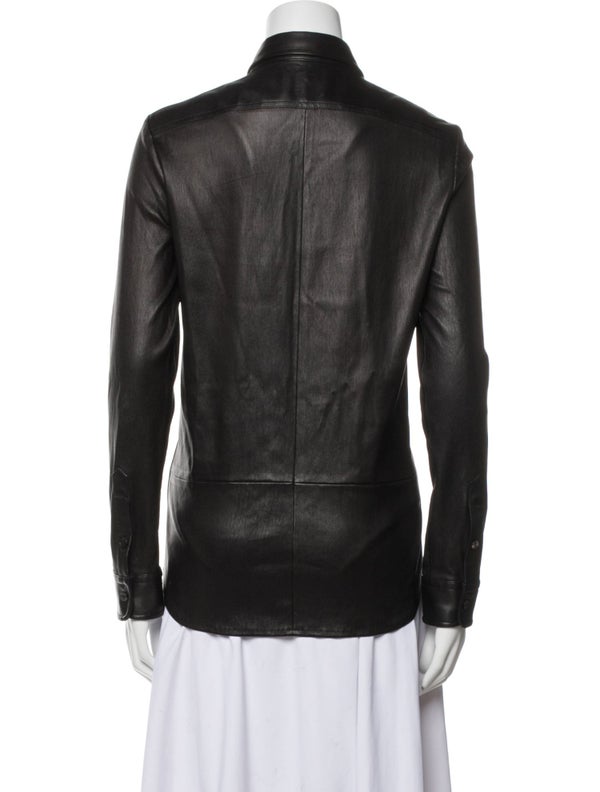 The Row Lambskin Long Sleeve Button-Up Top