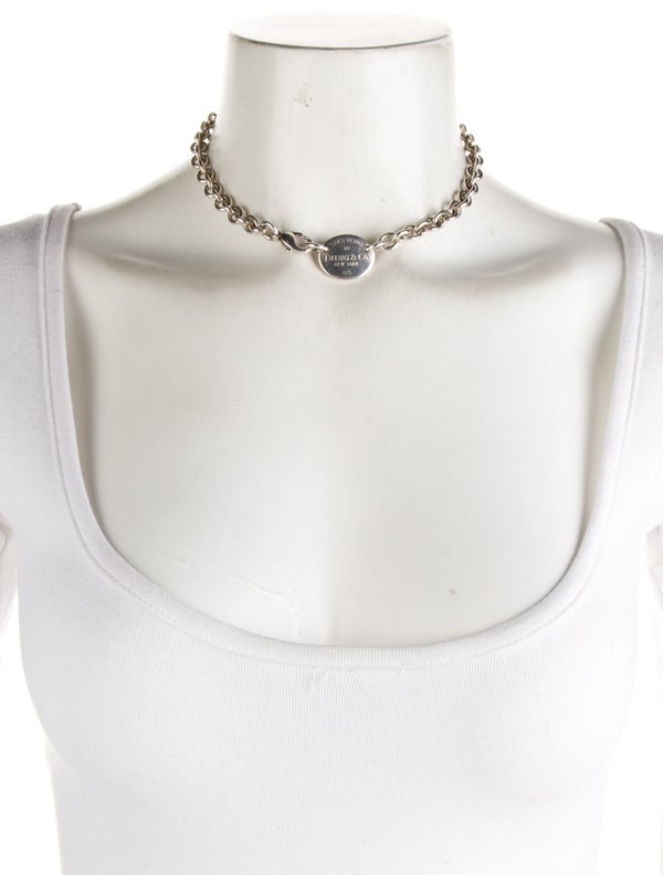 Tiffany & Co. Oval Tag Chain Link Choker In Silver