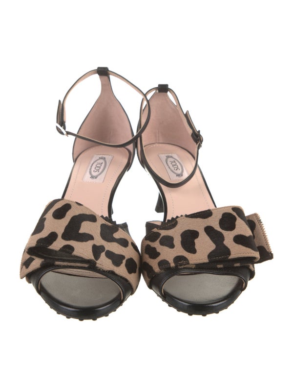 Tod's Ponyhair Animal Print Sandals