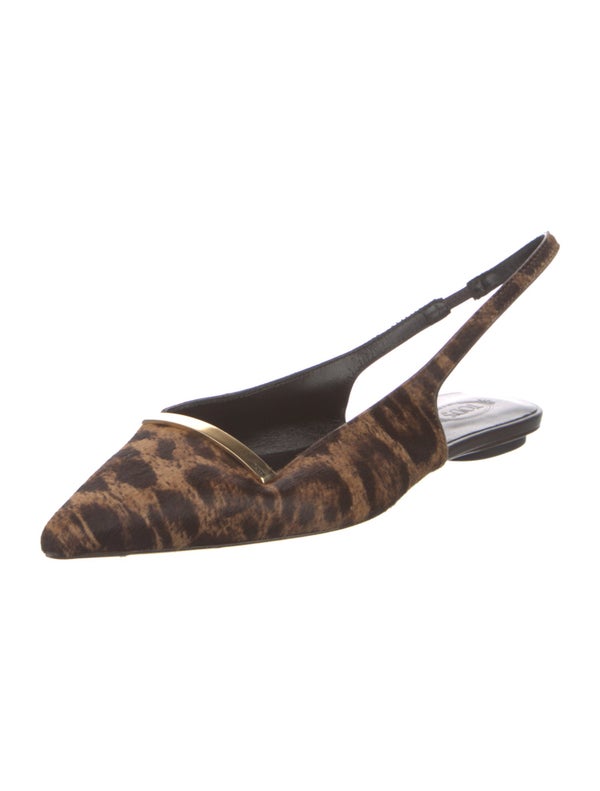 Tod's Ponyhair Animal Print Slingback Flats