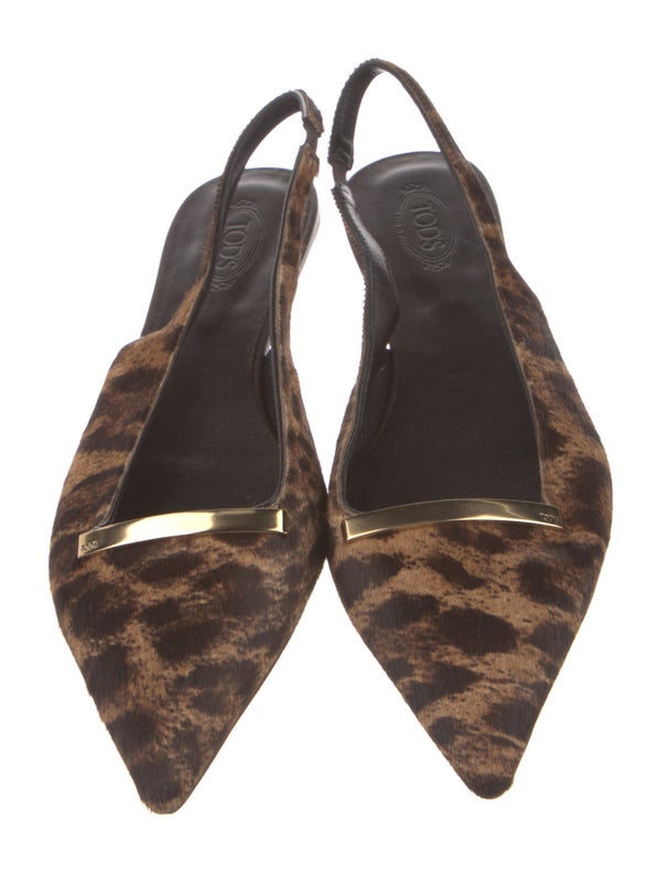 Tod's Ponyhair Animal Print Slingback Flats