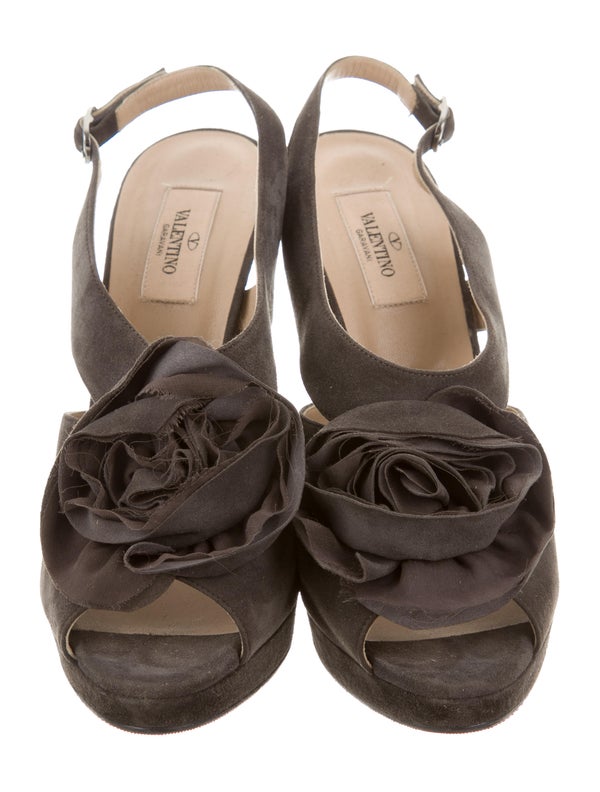 Valentino Floral Appliqué Slingback Pumps