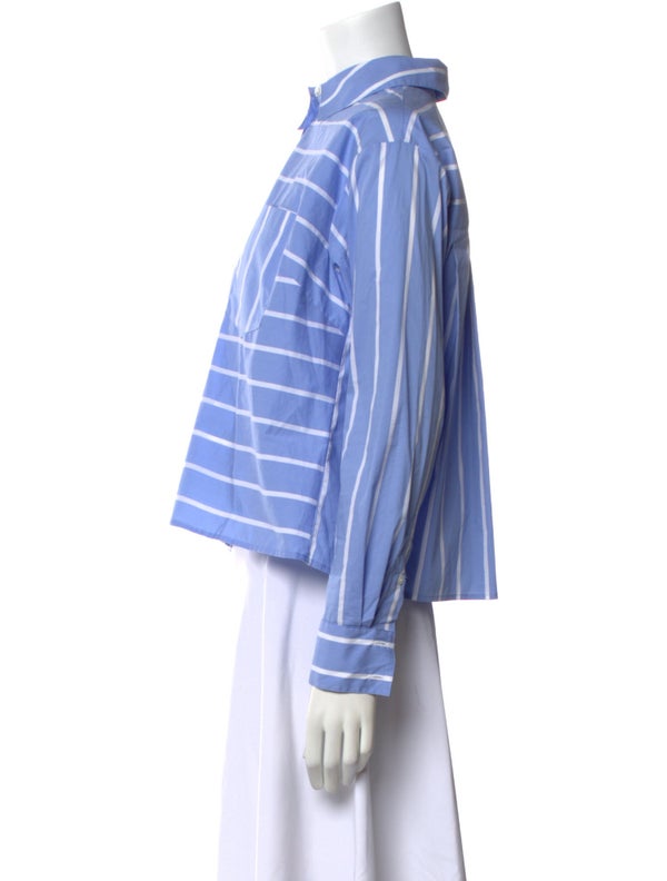 Veronica Beard Striped Long Sleeve Button-Up Top