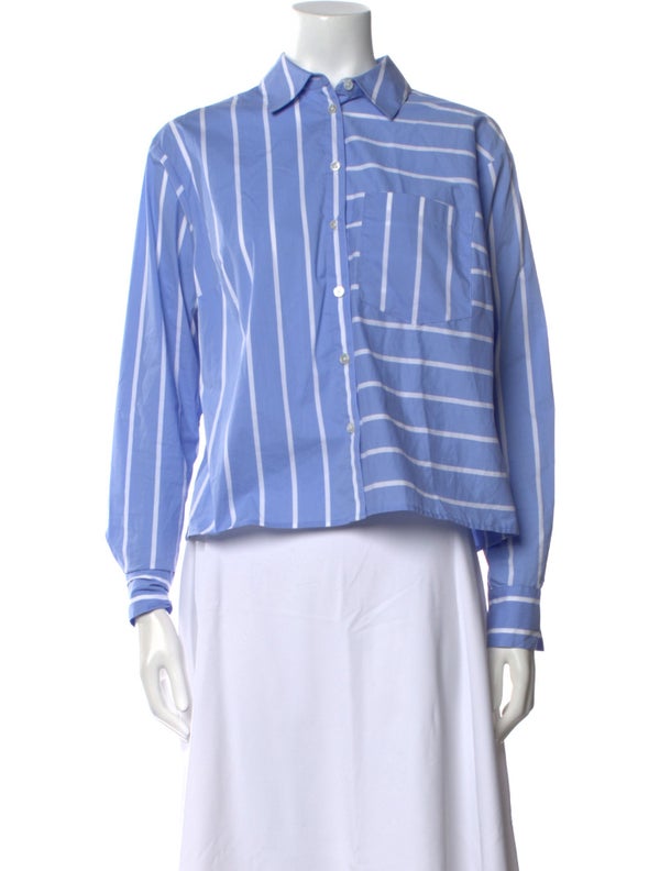 Veronica Beard Striped Long Sleeve Button-Up Top