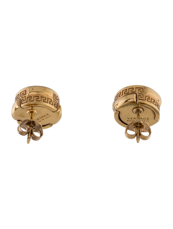 Versace Crystal Greca Stud Earrings