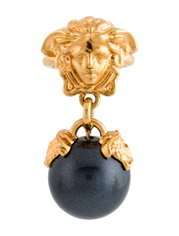Versace Faux Pearl Medusa Cocktail Ring