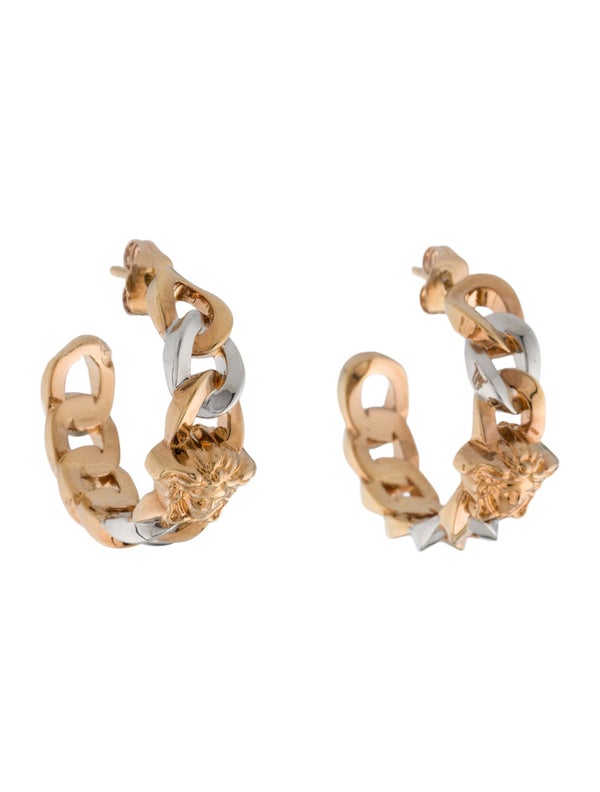 Versace Two-Tone Medusa Hoop Earrings