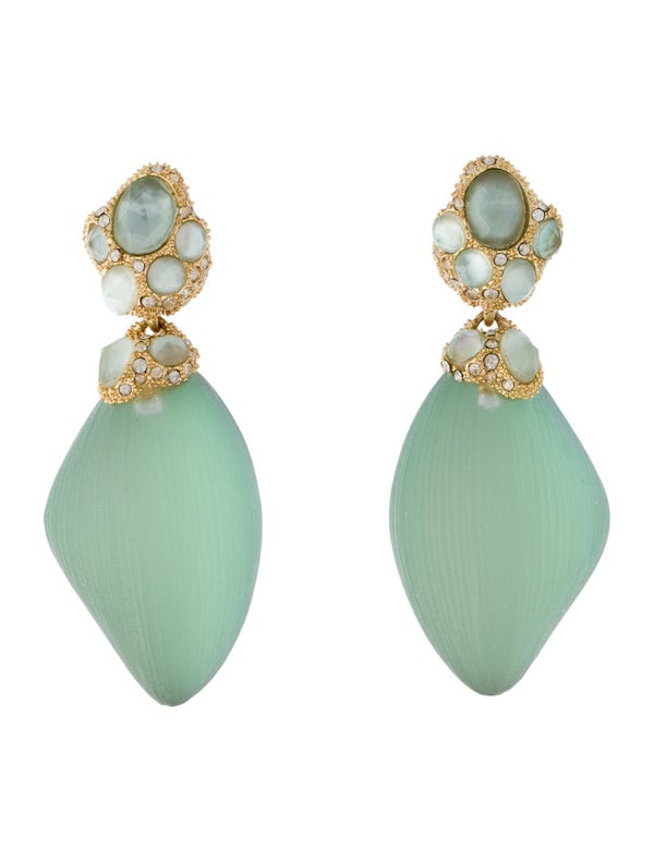 Alexis Bittar Vert D'Eau Lucite & Crystal Capped Drop Earrings