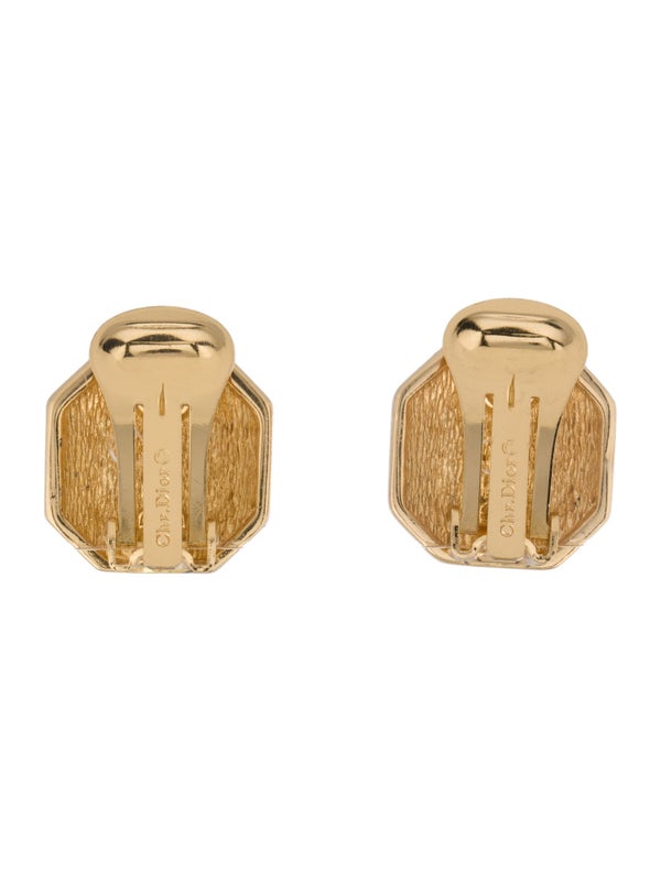 Christian Dior Vintage Crystal & Enamel Clip-On Earrings