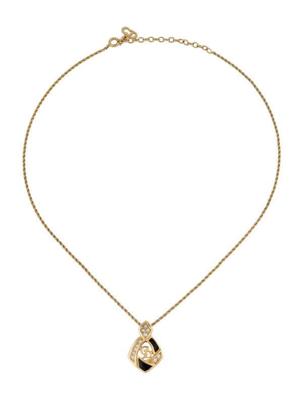 Christian Dior Vintage Enamel & Crystal Pendant Necklace