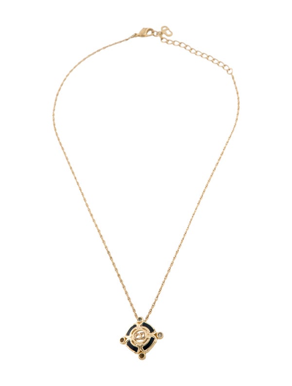 Christian Dior Vintage Enamel & Crystal Pendant Necklace