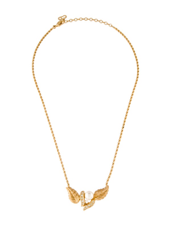 Christian Dior Vintage Faux Pearl & Crystal Collar Necklace