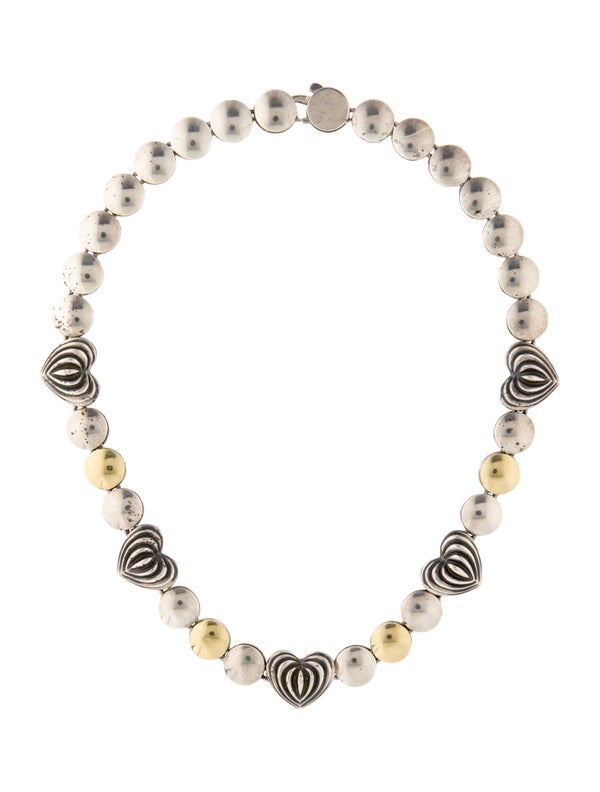 Lagos Vintage Two-Tone Fluted Heart Collar Necklace