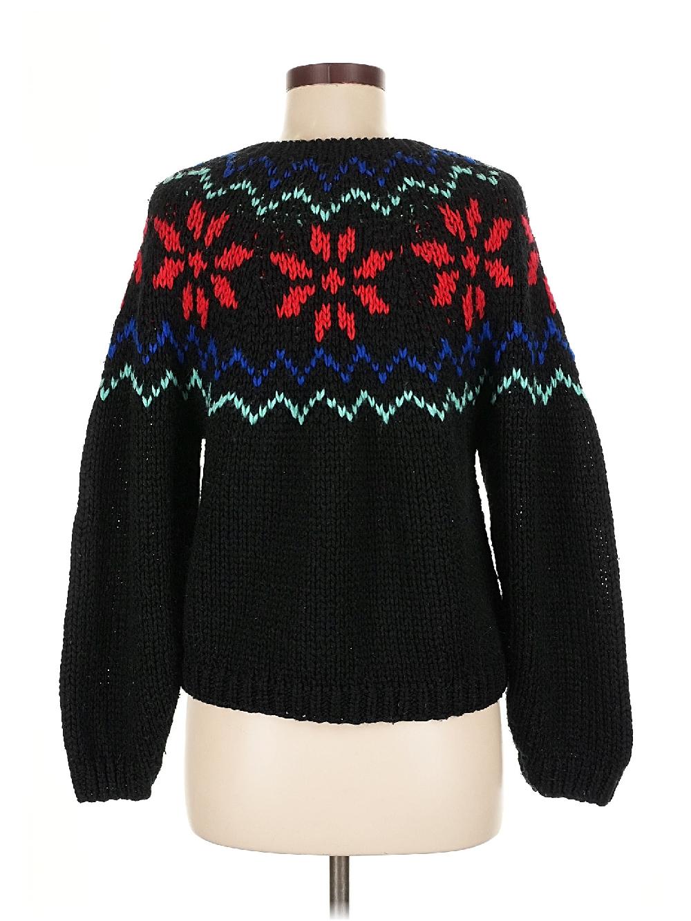Assorted Brands 100% Acrylic Stars Black Pullover Sweater Size M - 52% Off
