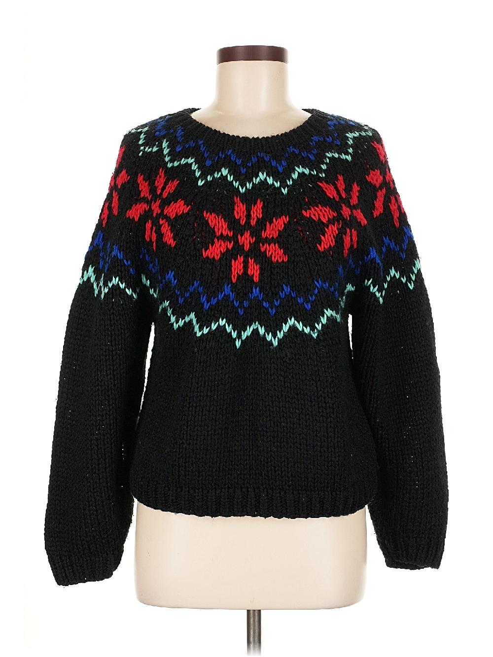 Assorted Brands 100% Acrylic Stars Black Pullover Sweater Size M - 52% off